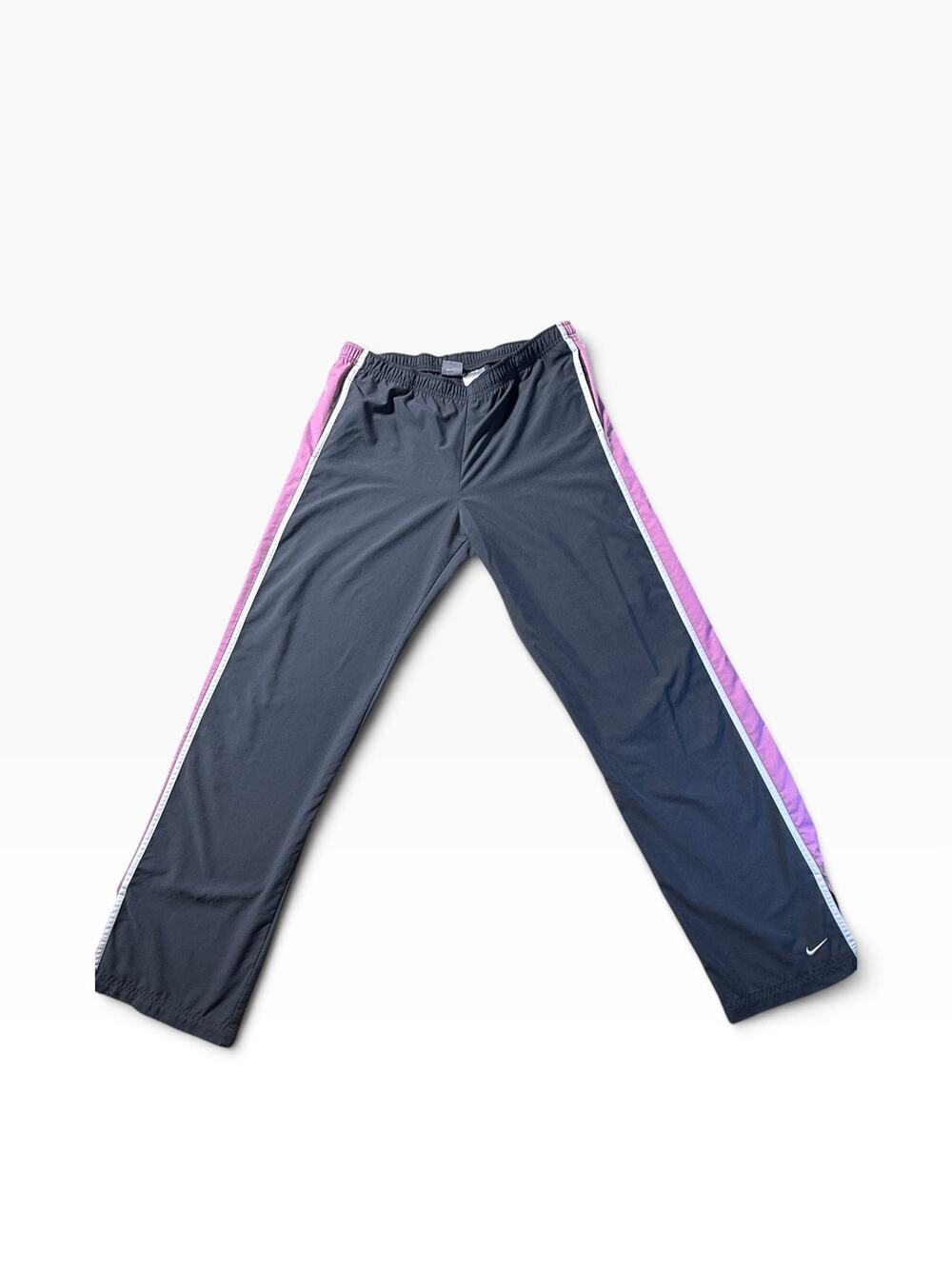 Vintage Y2K Nike Women’s M 8-10 Track Pants Gray Pink Wide Leg 224326